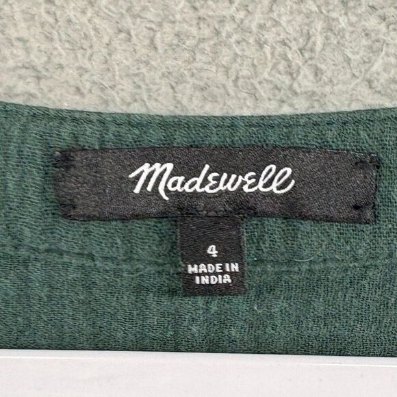 Madewell Lightspun Button Front Midi Dress Forrest Green size 4 - Picture 13 of 13